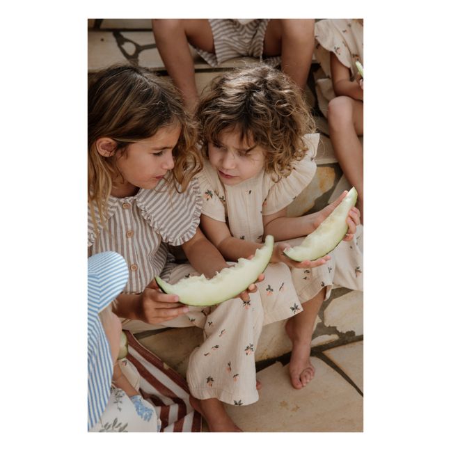 Combinaison Manches Courtes à Volants | Beige rosé