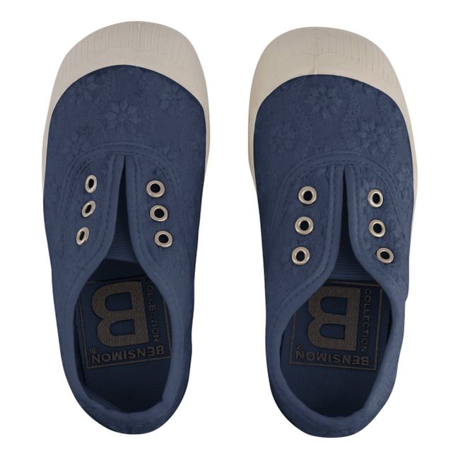 Zapatillas con bordado inglés Elly | Azul Marino