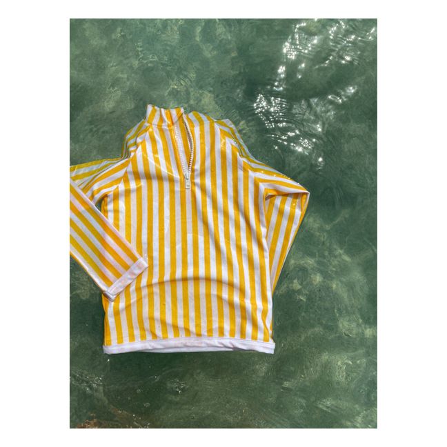 Gestreiftes Anti-UV T-Shirt aus recyceltem Material | Gelb