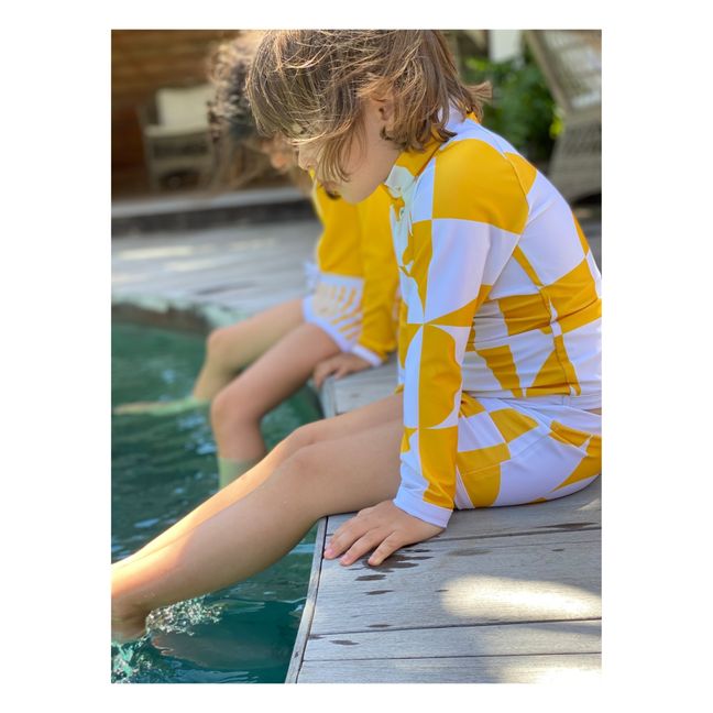 Badeshorts aus recyceltem Material geometrisch | Gelb