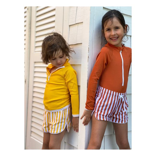Short de Bain Matière Recyclée Rayé | Jaune