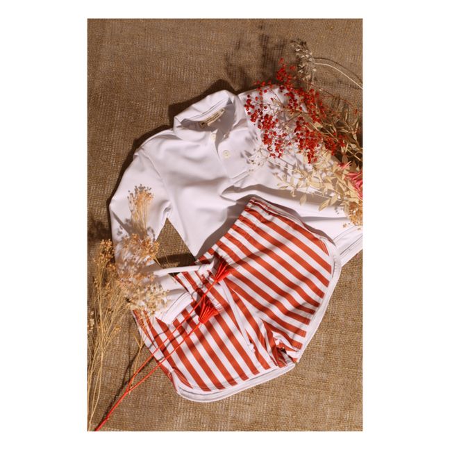 Short de Bain Matière Recyclée Rayé | Terracotta