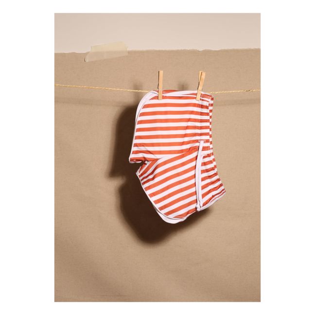 Striped Recycled Material Swim Trunks | Terracotta