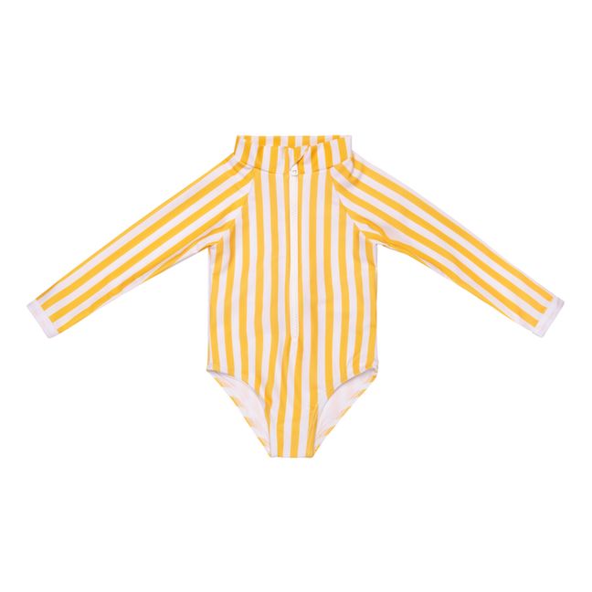 Anti-UV Recycled Material Striped Swimsuit | Gelb