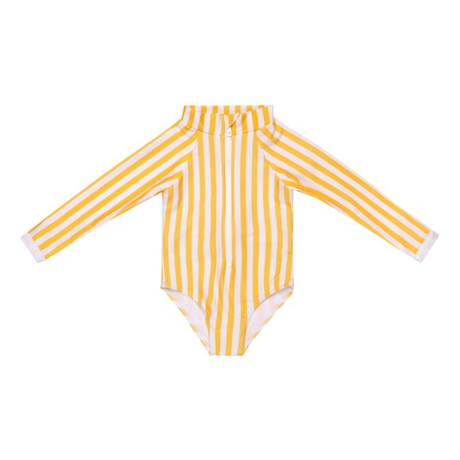 Maillot de Bain Anti-UV Matière Recyclée Rayé | Jaune