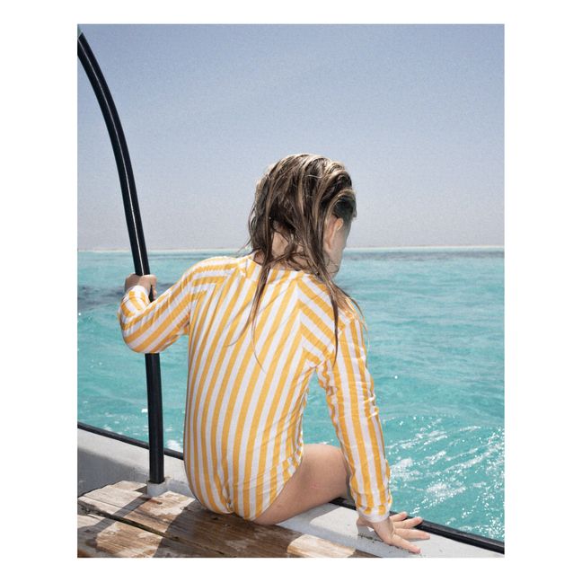 Maillot de Bain Anti-UV Matière Recyclée Rayé | Jaune
