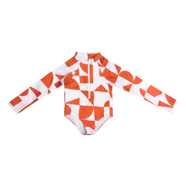 Anti-UV Recycled Material Geometric Swimsuit | Terracotta