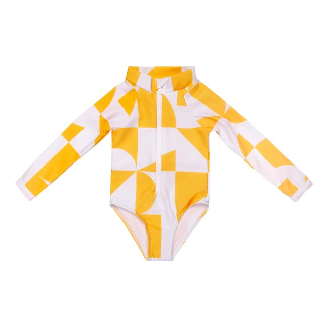 Costume da bagno con protezione UV Materiale riciclato geometrico | Giallo
