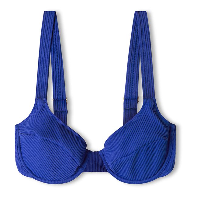 Marine Ribbed Bikini Top | Azul