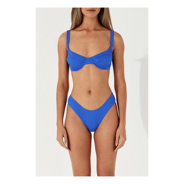 Marine Ribbed Bikini Top | Blue