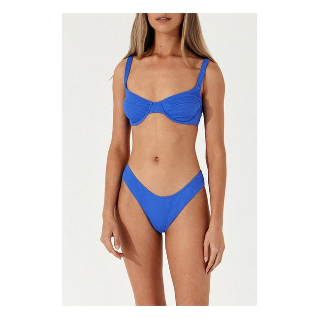 Marine Ribbed Bikini Bottom | Blu