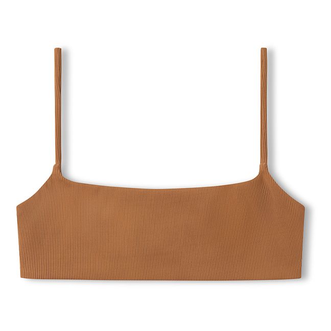 Almond Ribbed Bikini Top | Camel
