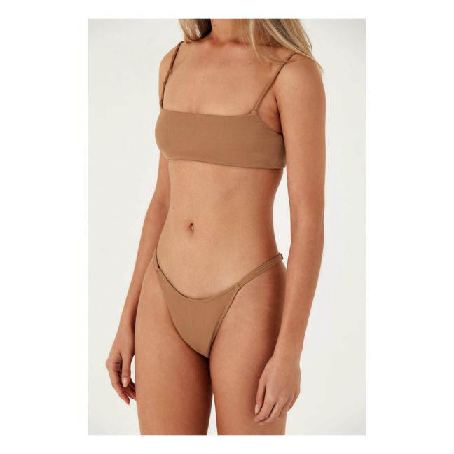 Almond Ribbed Bikini Top | Camel