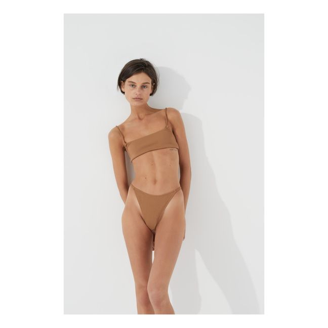 Almond Ribbed Bikini Top | Camel