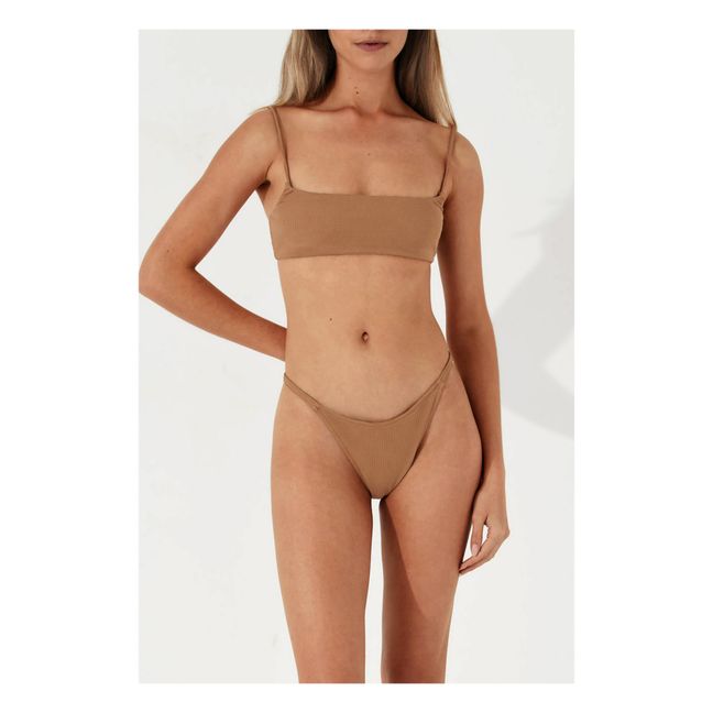 Almond Ribbed Bikini Bottoms | Camel