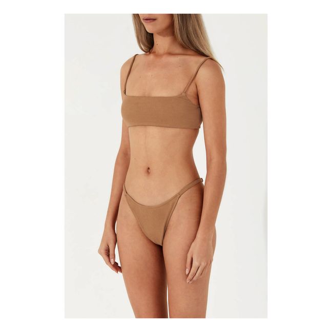 Almond Ribbed Bikini Bottoms | Camel