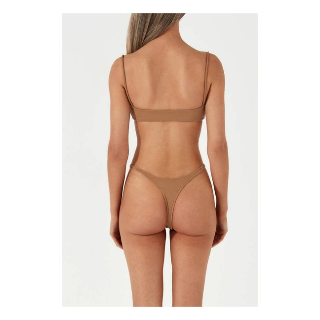 Almond Ribbed Bikini Bottoms | Camel