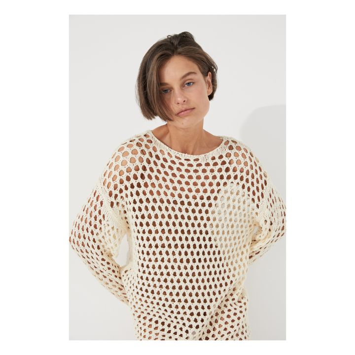 Stone Crochet Dress | Ecru- Immagine del prodotto n°3