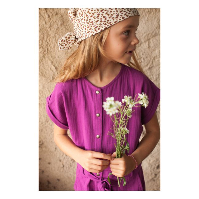 Exclusivité Marlot x Smallable - Combishort Gaze de Coton Martha | Rose fuschia