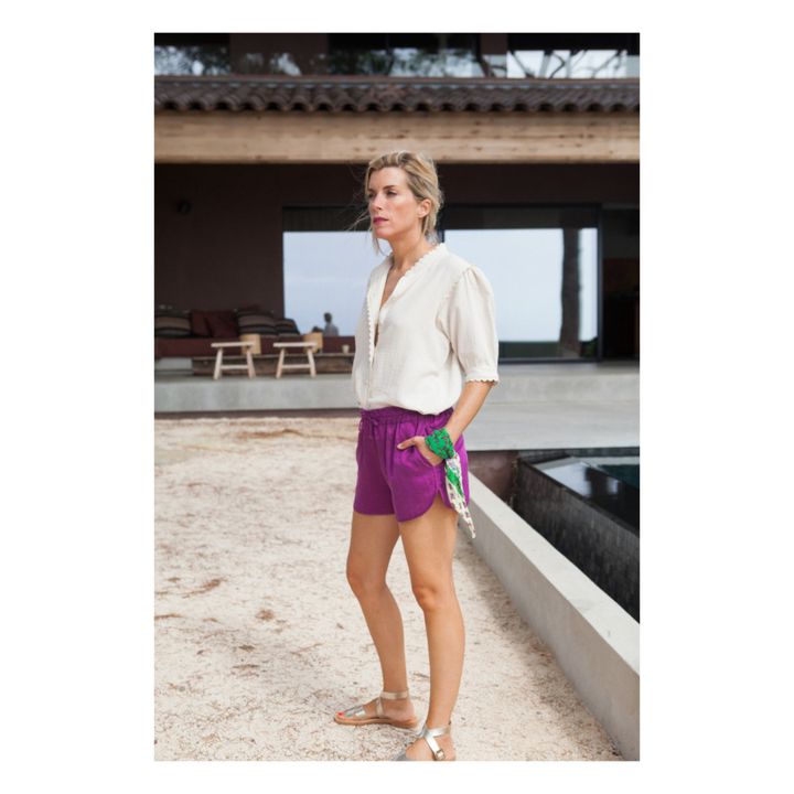 Marlot x Smallable Exclusive - Bali Silk Shorts - Women’s Collection | Fuchsie- Produktbild Nr. 4