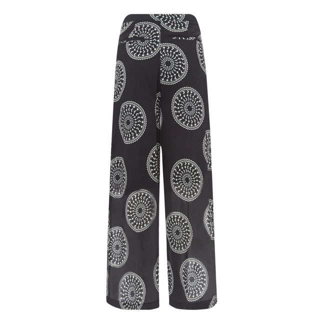 Pantalon Rim Crêpe de Coton Imprimé | Schwarz
