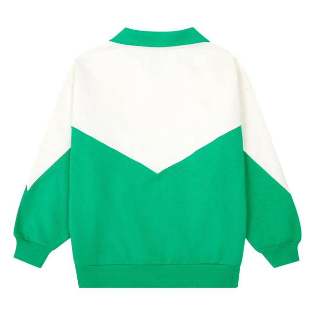 Sweatshirt mit Reißverschluss Colour Block | Beige - Grün