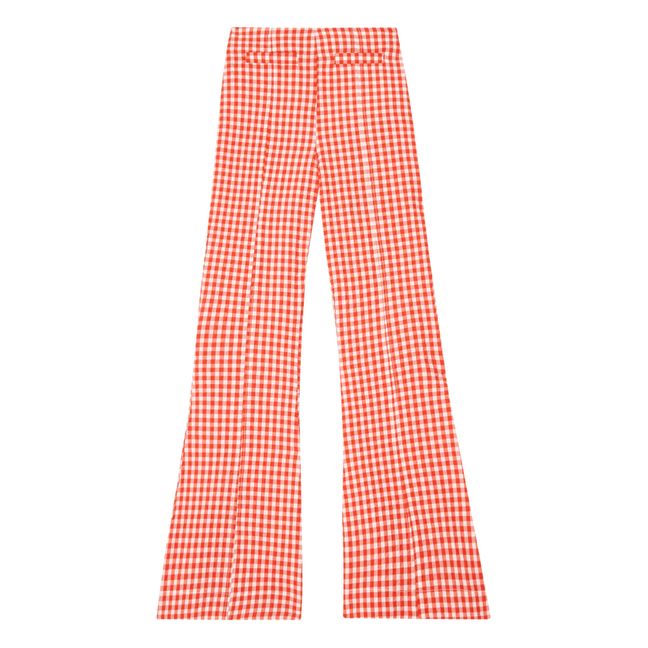Gingham Flared Pants  | Red