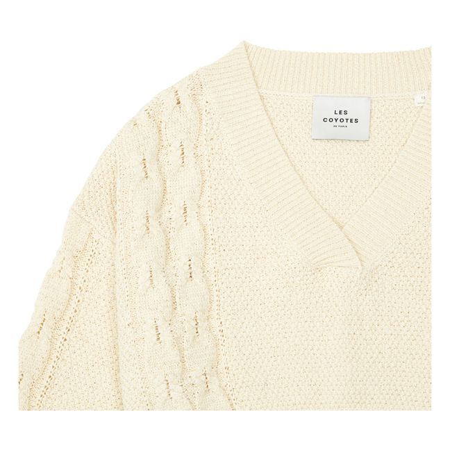 Maglione in maglia con scollo a V | Crema