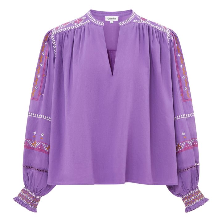 Bestickte Bluse | Violett- Produktbild Nr. 0