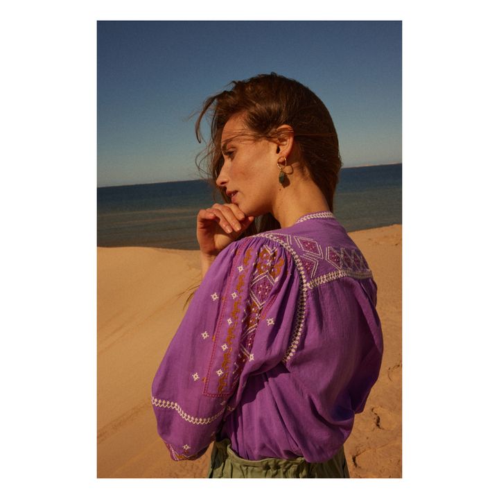 Bestickte Bluse | Violett- Produktbild Nr. 1