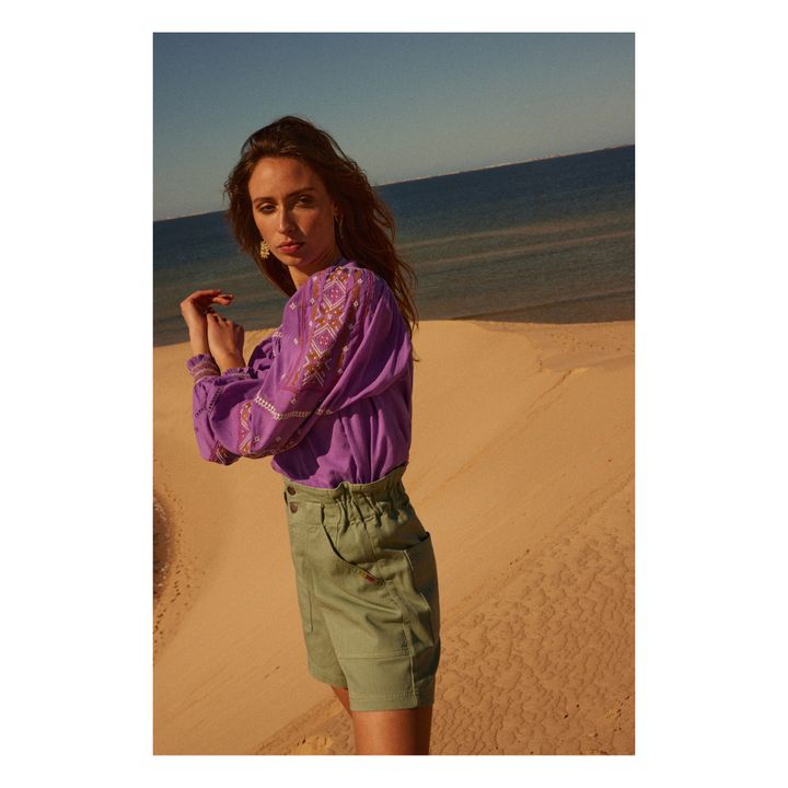 Bestickte Bluse | Violett- Produktbild Nr. 2
