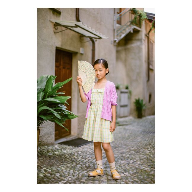 Organic Cotton Pointelle Cardigan | Fuchsia