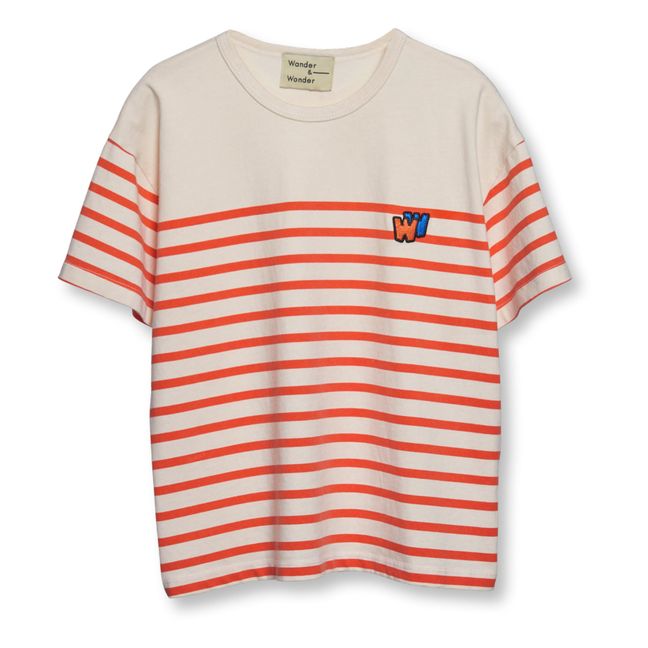 Striped Organic Cotton T-Shirt | Red