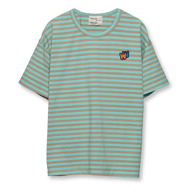 Organic Cotton Striped T-shirt | Verde acqua