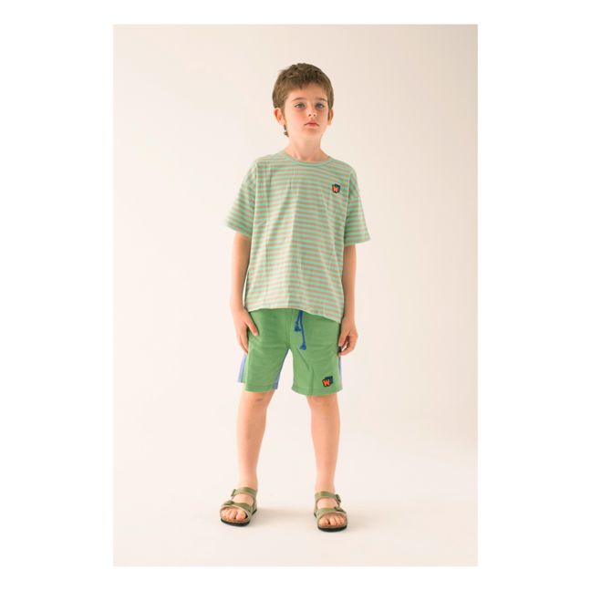 T-shirt Coton Bio à Rayures | Vert d'eau