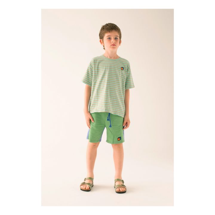 Organic Cotton Striped T-shirt | Verde agua- Imagen del producto n°1