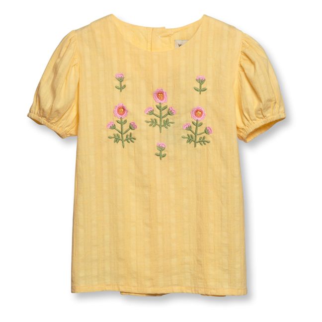 Organic Cotton Embroidered Blouse | Giallo chiaro