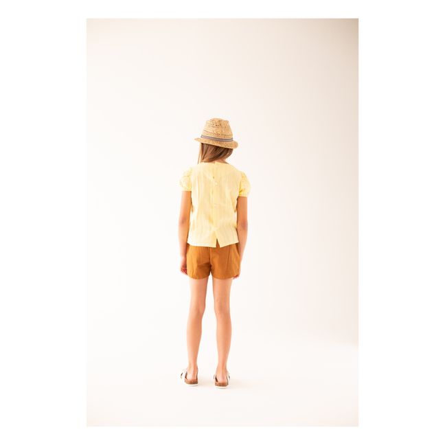 Organic Cotton Embroidered Blouse | Pale yellow