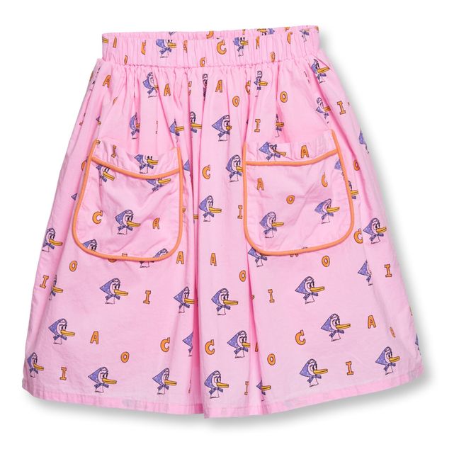 Woven Cotton Floral Skirt | Pink