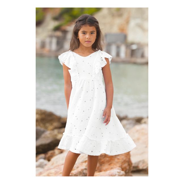 Robe Brodée Volants | Ecru