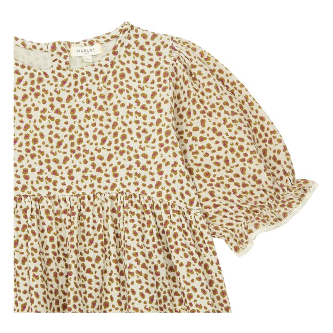 Vestito in garza di cotone Léopard Palmyre | Ecru