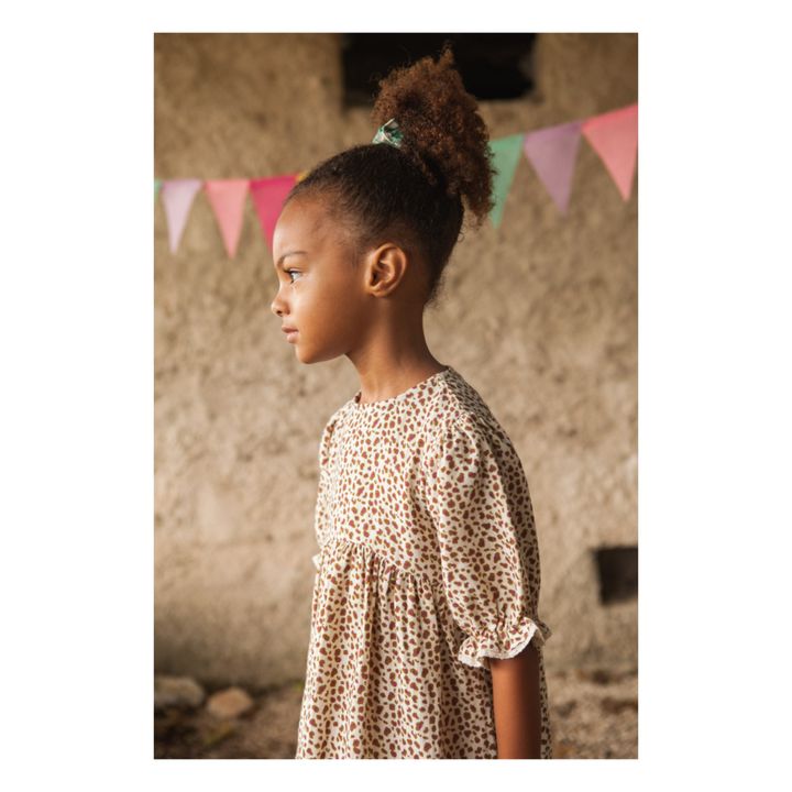 Marlot Paris Palmyre Leopard Print Cotton Gauze Dress Ecru Smallable