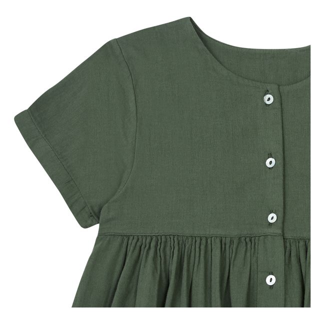 Vestito doppia garza in cotone bio Guarana | Verde scuro