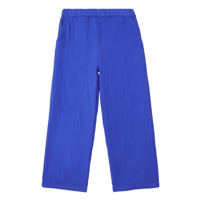 Pantalon Pomelos en Gaze de Coton | Bleu indigo