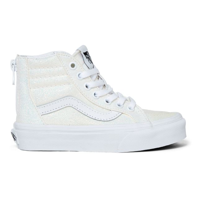 SK8-Hi High-top Glitter Zip Sneakers | Bianco