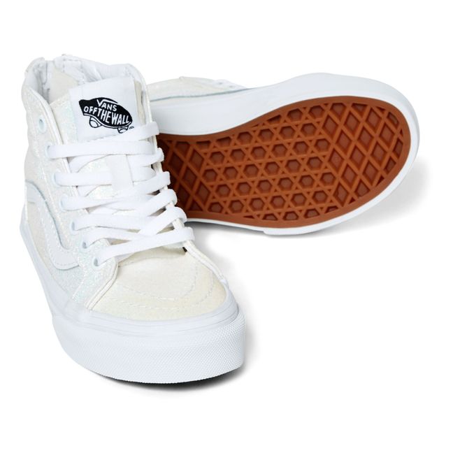 SK8-Hi High-top Glitter Zip Sneakers | Blanco
