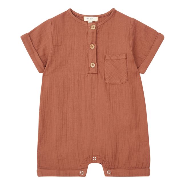 Pepito Cotton Gauze Playsuit | Terracotta