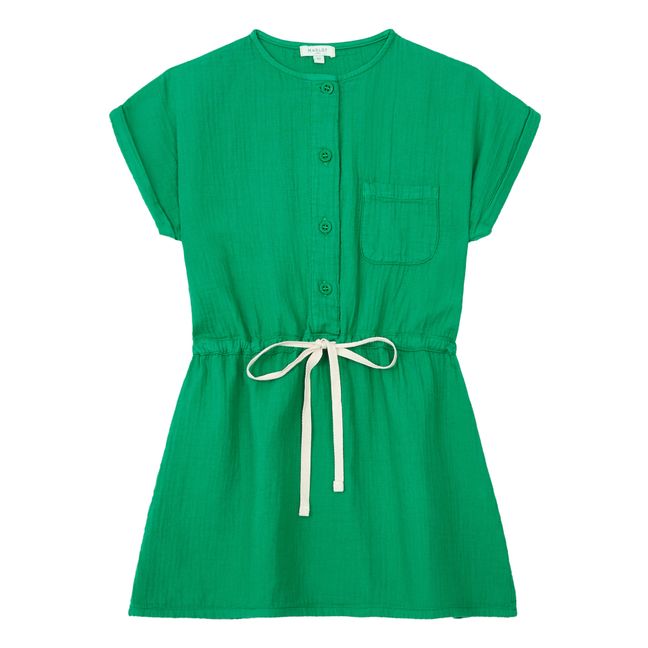 Kleid aus Baumwollgaze Baïa | Grün