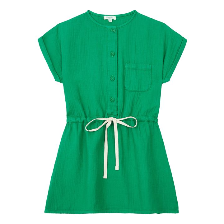 Marlot Paris Baïa Cotton Gauze Dress Green Smallable