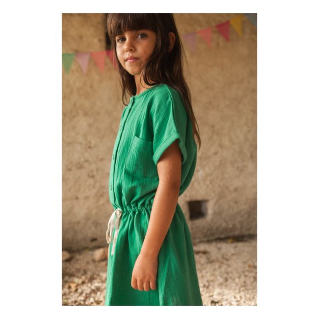 Kleid aus Baumwollgaze Baïa | Grün
